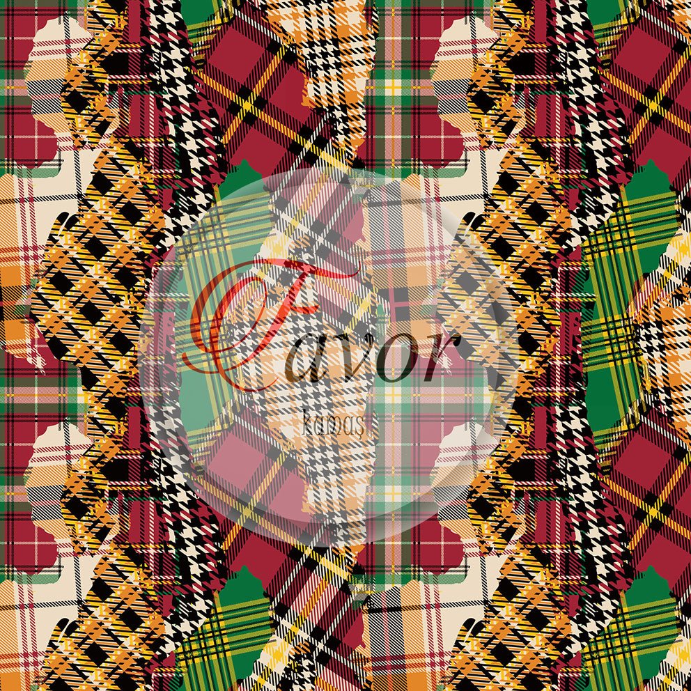 Ekose Patchwork Desenli Kumaş