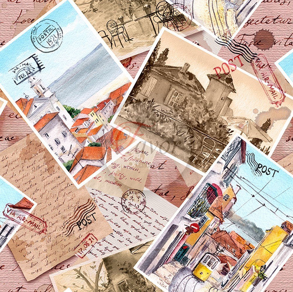 Kartpostal Desenli Kumaş