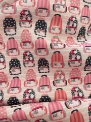 Pudra Zeminli Çantalar Desenli Kumaş