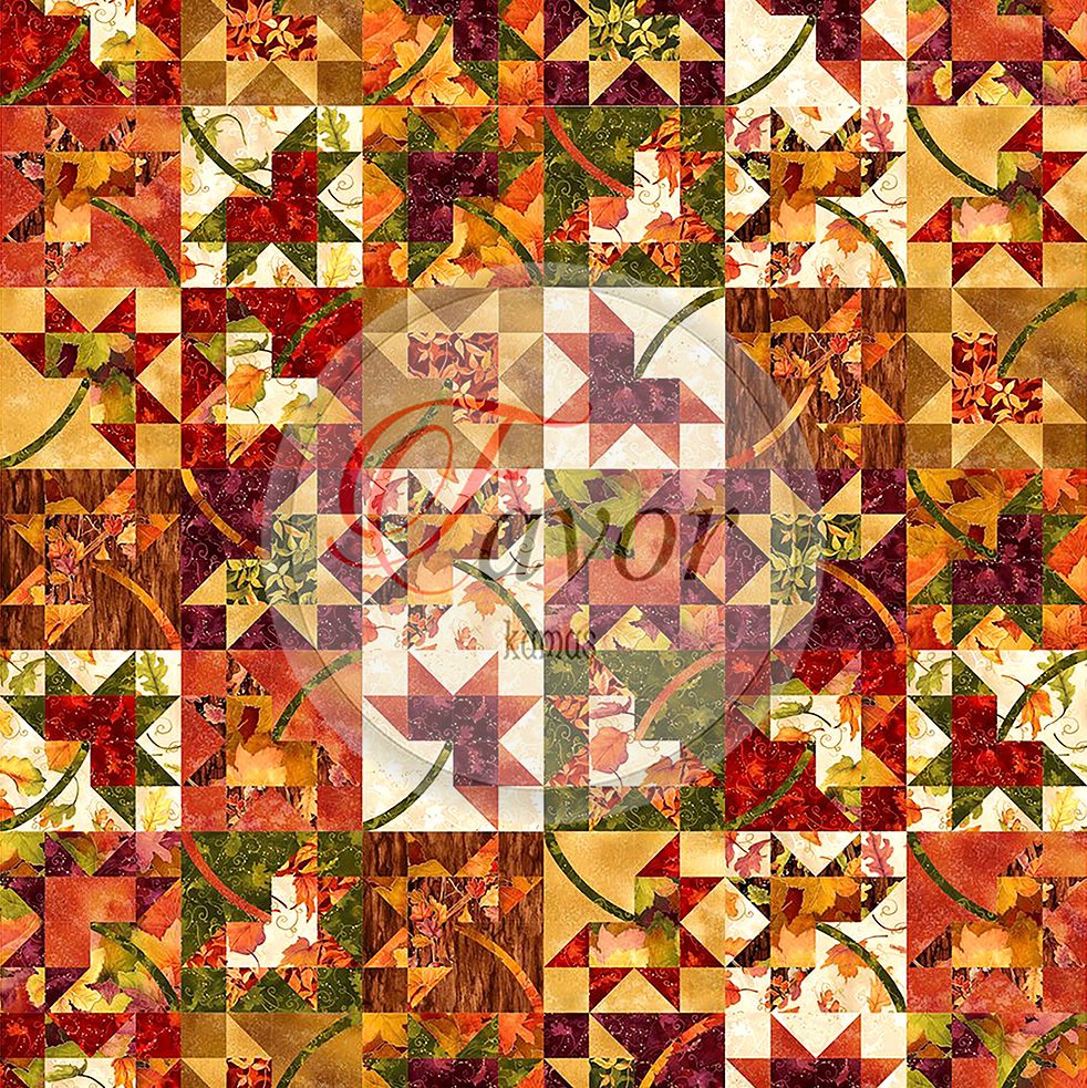 Kareli Sonbahar Desenli Kumaş