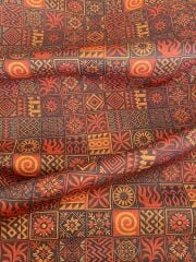 3D Kahverengi Etnik Desenli Kumaş