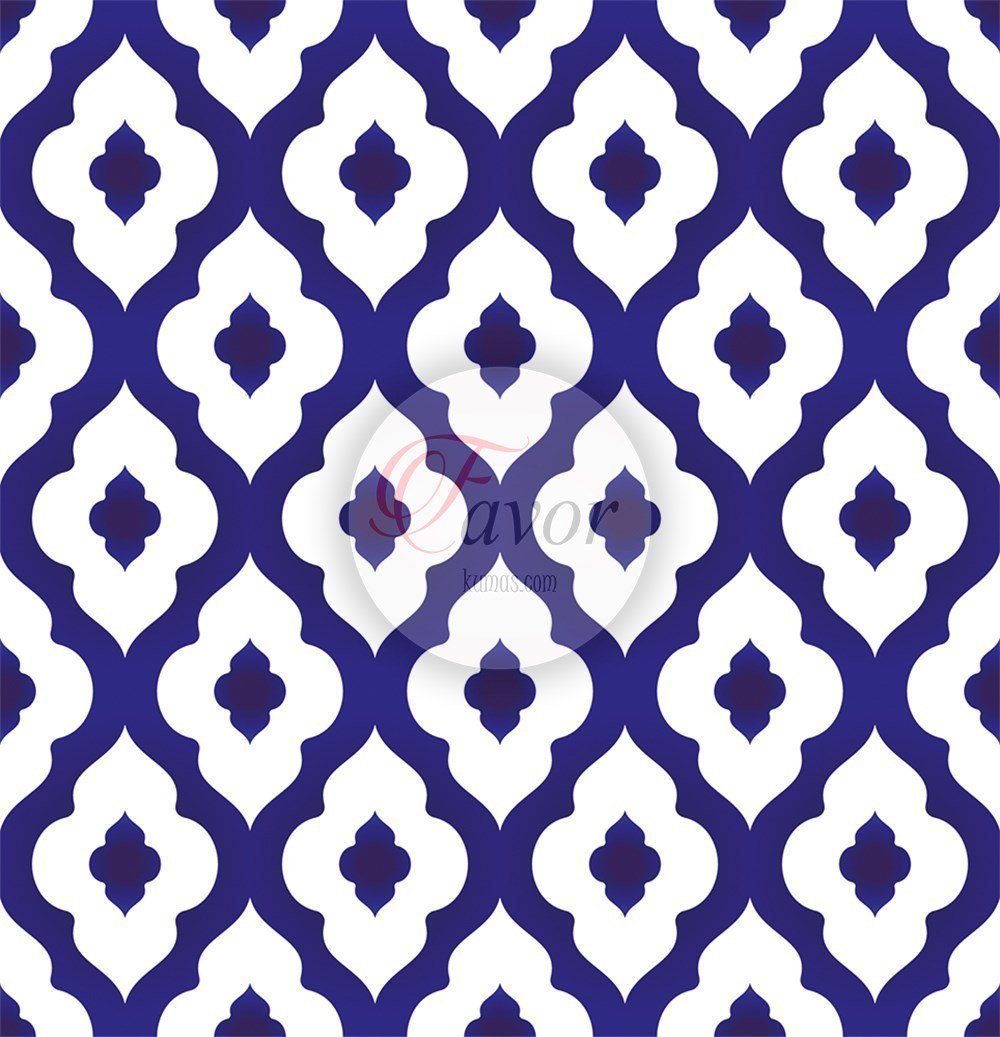 Lacivert Moroccan Desenli Kumaş