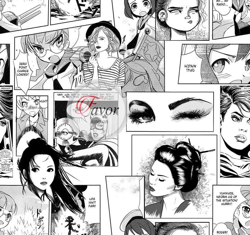 Siyah Beyaz Karikatür Desenli Kumaş 2
