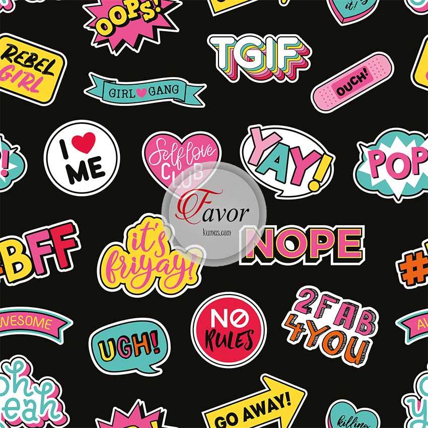 Sticker Desenli Kumaş