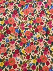 Renkli Bahar Çiçekleri Desenli Kumaş