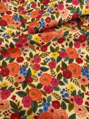 Renkli Bahar Çiçekleri Desenli Kumaş