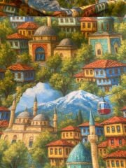Nostalji Bursa Desenli Kumaş