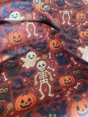 3D Taba Zeminli Cadılar Bayramı Desenli Kumaş