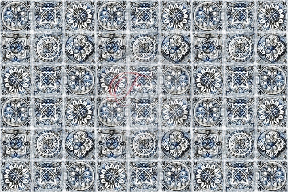 Kareli Mandala Seramik Desenli Kumaş