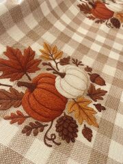 3D Ekose Zemin Balkabağı Sonbahar Runner ve Kırlent Kumaşı