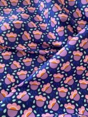 Mor Lale Retro Desenli Kumaş 2