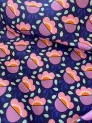 Mor Lale Retro Desenli Kumaş 2