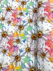 Suluboya Papatya Desenli Kumaş