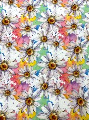 Suluboya Papatya Desenli Kumaş