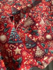 Yılbaşı 3D Yılbaşı Ağacı  Desenli Kumaş