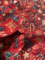 Yılbaşı 3D Yılbaşı Ağacı  Desenli Kumaş