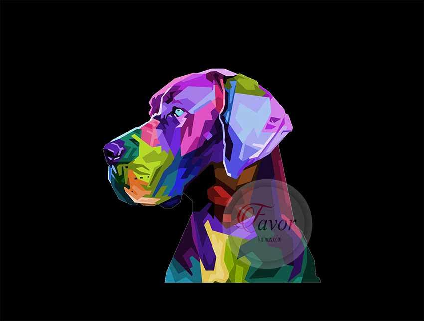 Siyah Zemin Renkli Köpek Baskılı Kumaş