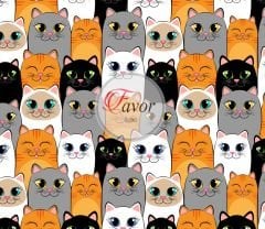 Gülümseyen Kedi Desenli Kumaş