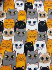 Gülümseyen Kedi Desenli Kumaş