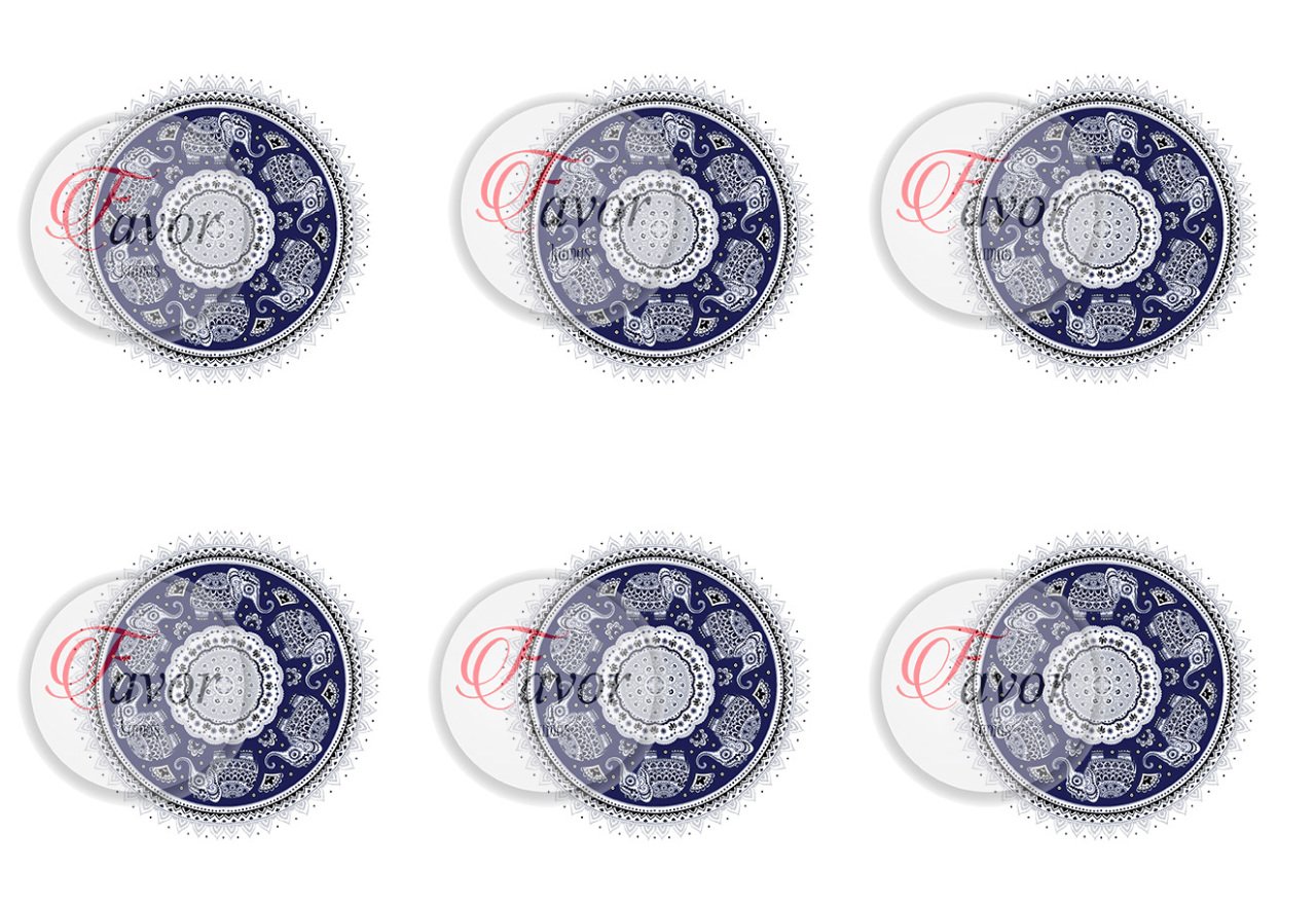 Fil Desenli Runner ve Supla Kumaşı 1 mt-6 adet supla lacivert