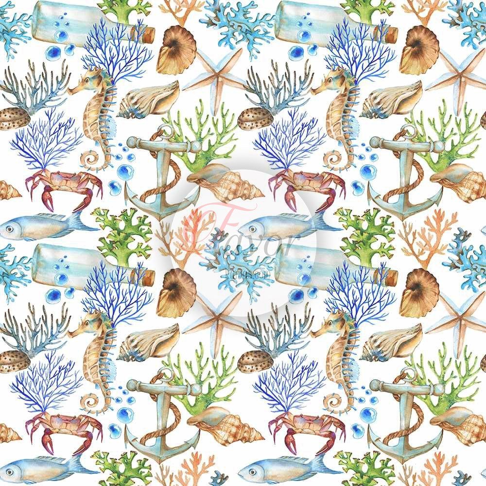 Deniz Atı Desenli Kumaş