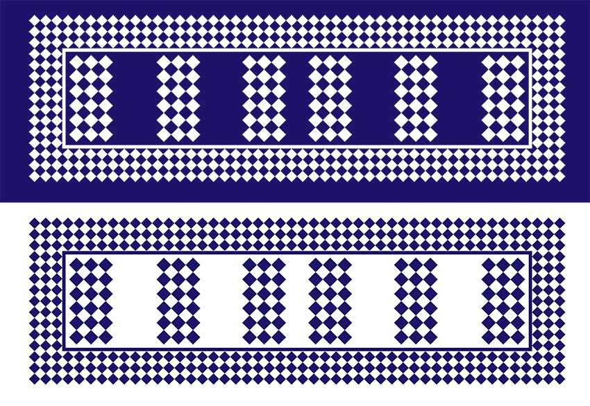 Kareli Runner Kumaşı 1 mt-6 adet supla lacivert