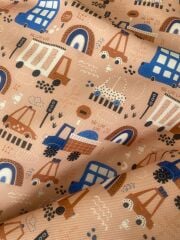 Vizon Zeminli Taşıtlar Desenli Kumaş