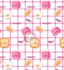 Kahvaltı Beslenme Okul  Desenli Kumaş Döşemelik Petek Kumaş - pembe