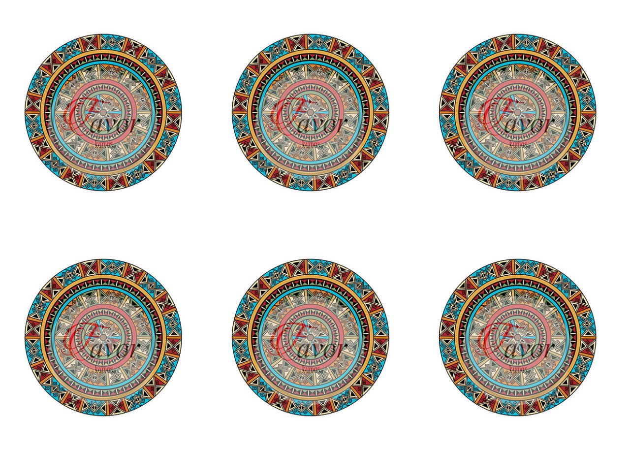 Etnik Mandala Desenli Kumaş 1 mt -6 adet supla