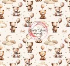 Uykucu Ayıcık Desenli Kumaş