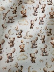 Uykucu Ayıcık Desenli Kumaş