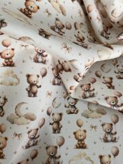 Uykucu Ayıcık Desenli Kumaş