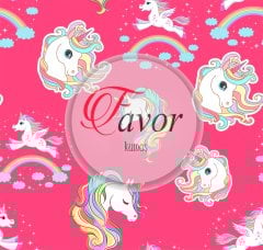 Siyah Zemin Unicorn Desenli Kumaş
