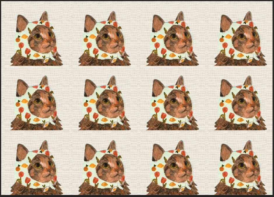 Masum Kedi Desenli Kumaş 3 33x35 cm-1 mt