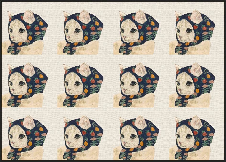 Masum Kedi Desenli Kumaş 2 33x35 cm-1 mt