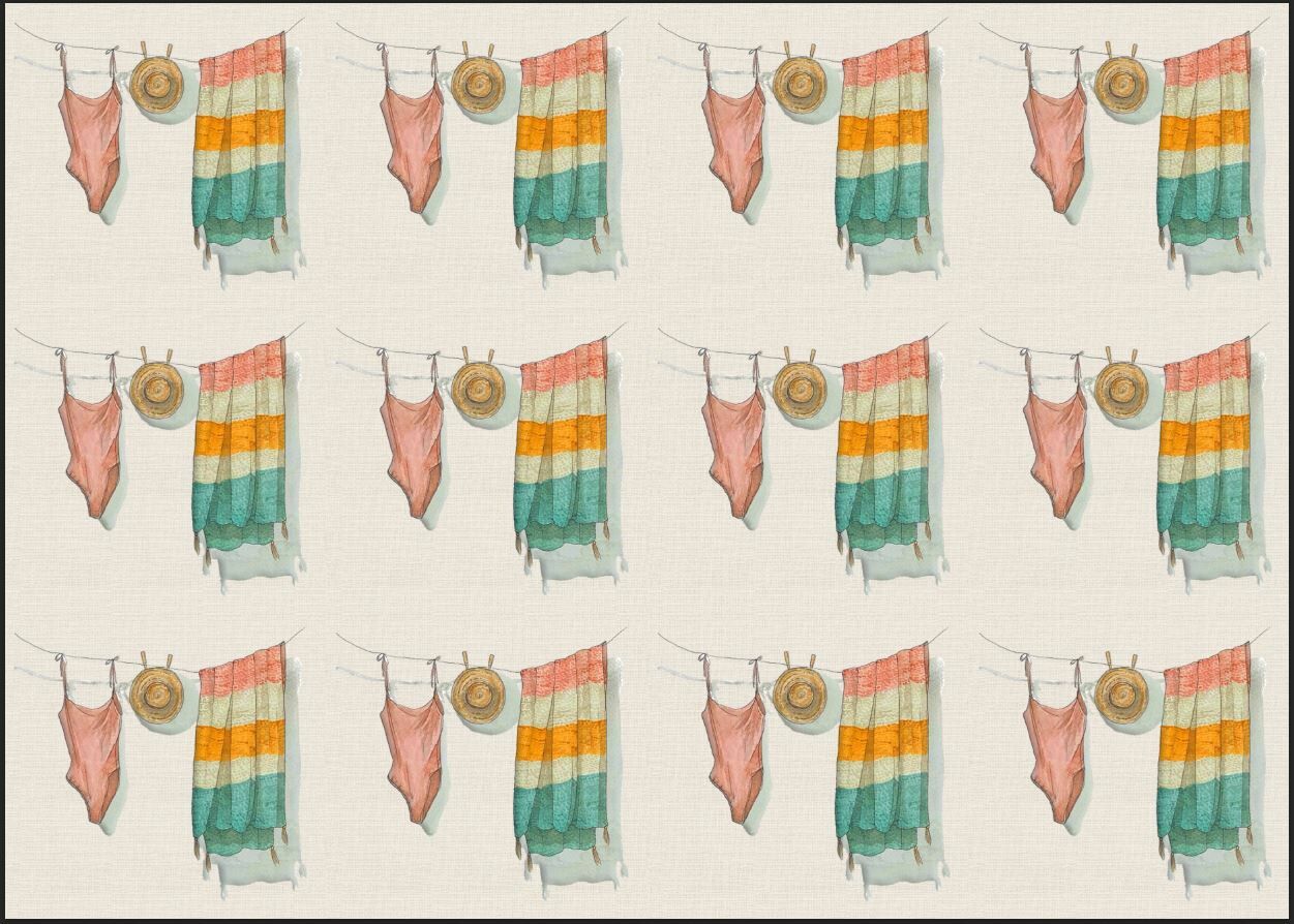 Plaj Desenli Kumaş 33x35 cm-1 mt