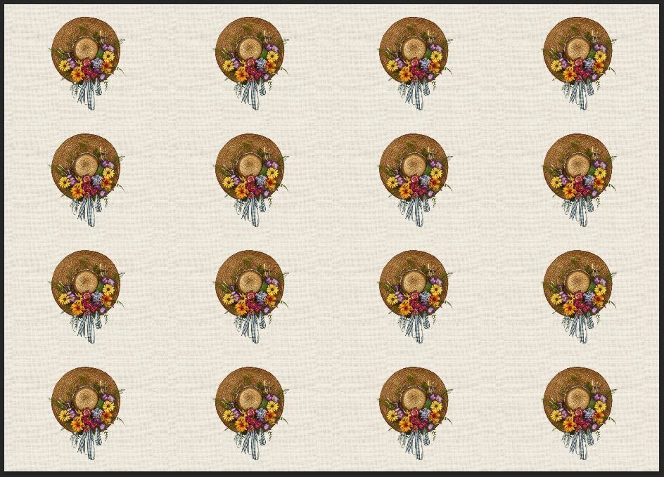 Hasır Şapka Desenli Kumaş 25x35 cm -1 mt