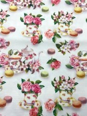 Makaron ve Çay Desenli Kumaş