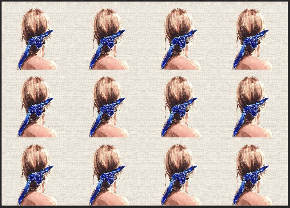 Bandanalı Kız Desenli Kumaş 33x35 cm-1 mt