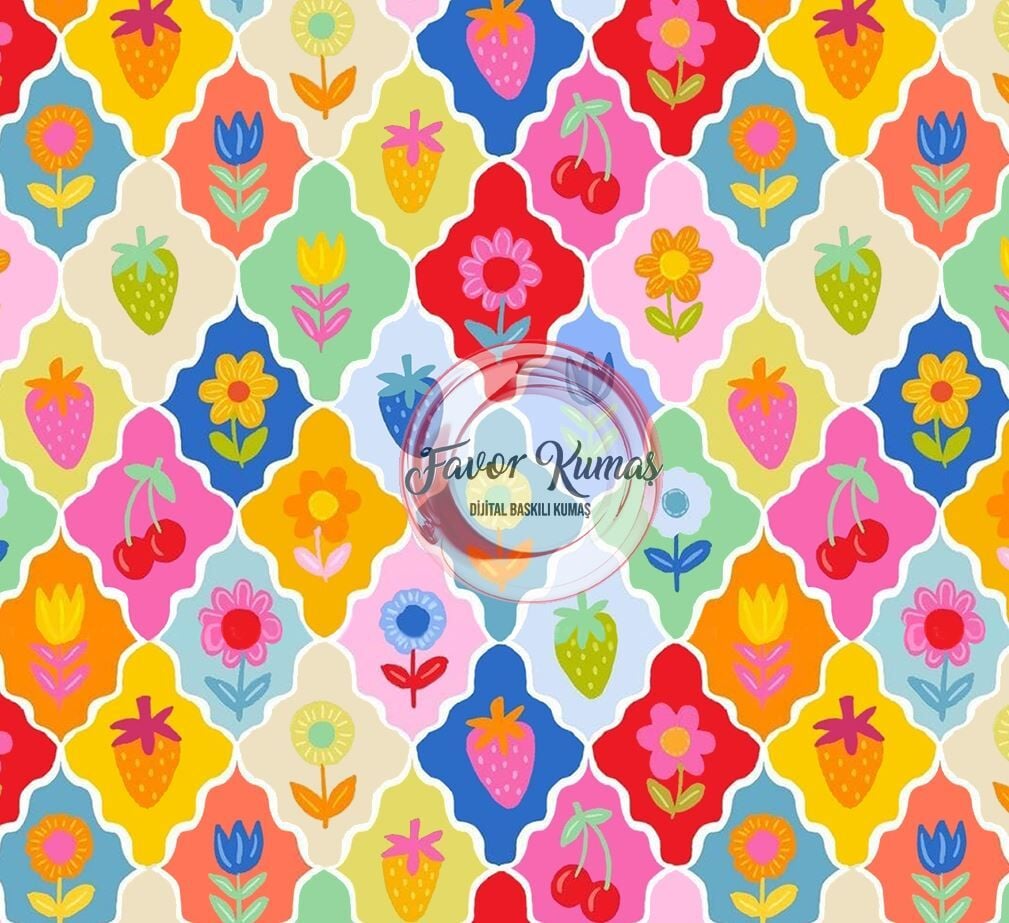 Renkli Moroccan Desenli Kumaş