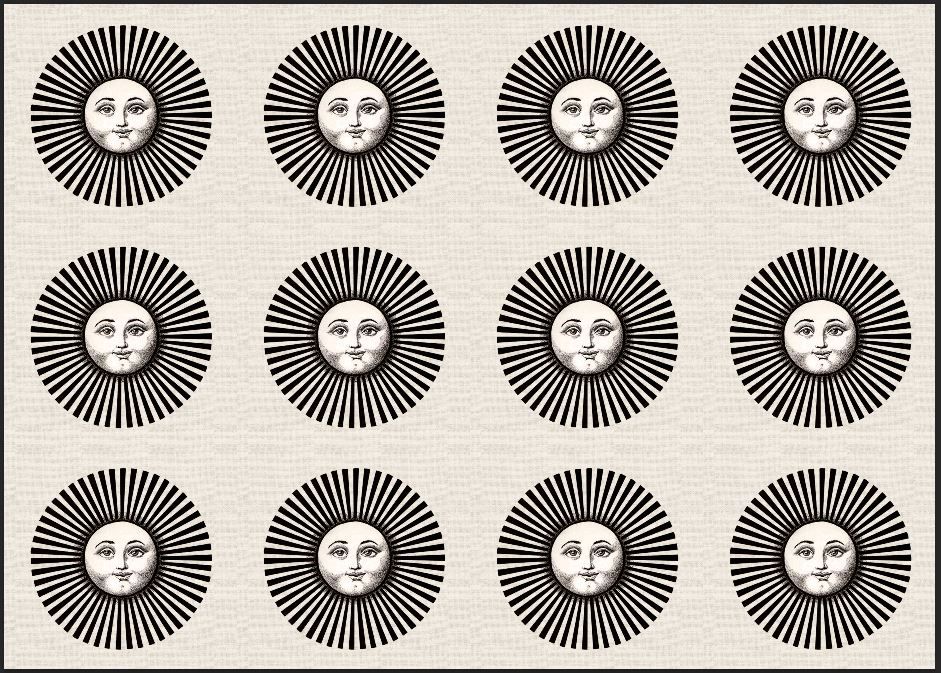 Gülümseyen Ay Desenli Kumaş 33x35 cm-1 mt