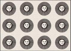 Gülümseyen Ay Desenli Kumaş 33x35 cm-1 mt