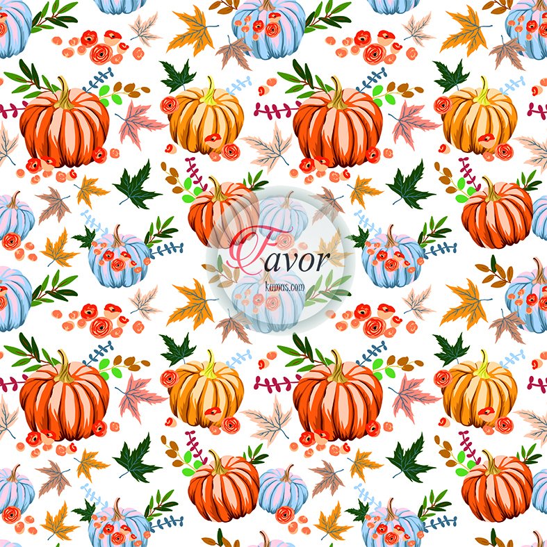 Balkabağı Desenli Kumaş 3 beyaz