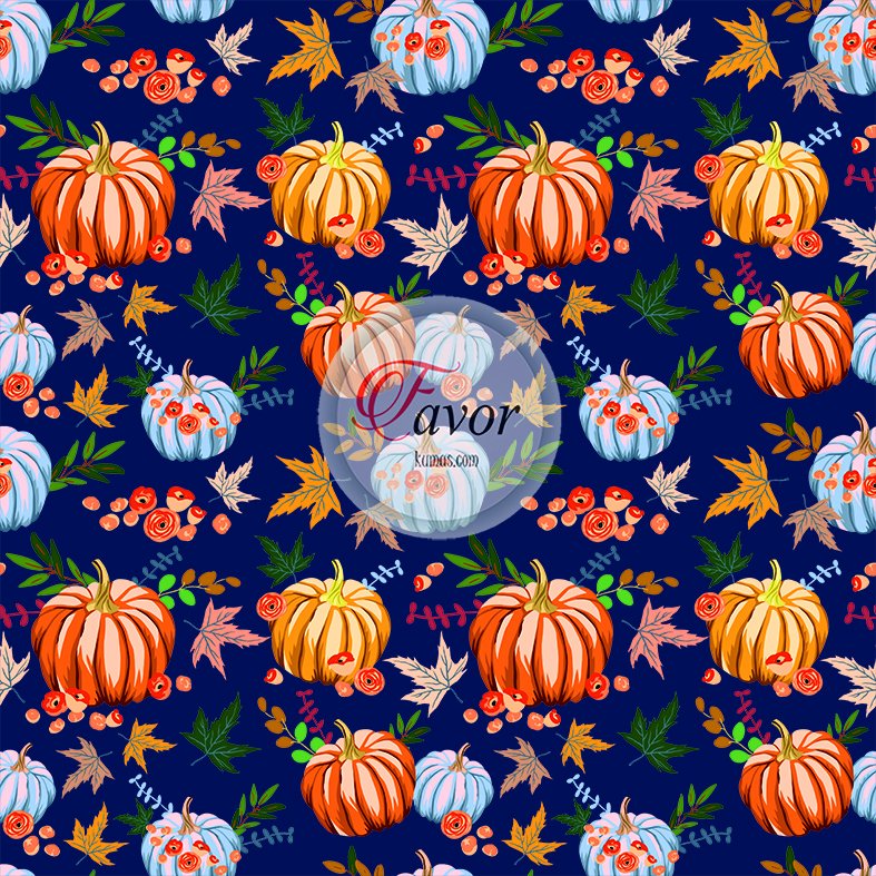 Balkabağı Desenli Kumaş 3 lacivert