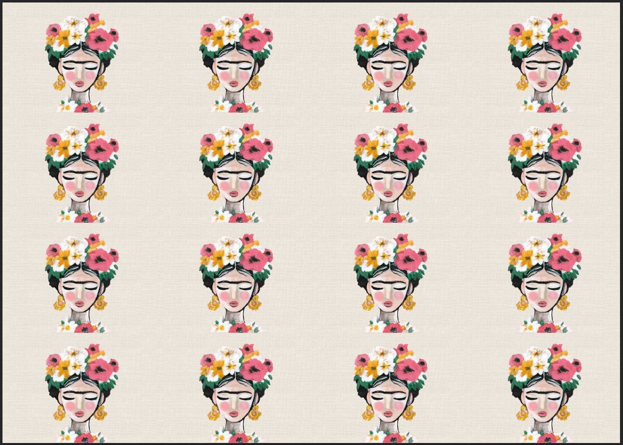 Frida Desenli Runner ve Supla Kumaşı 25x35 cm -1 mt