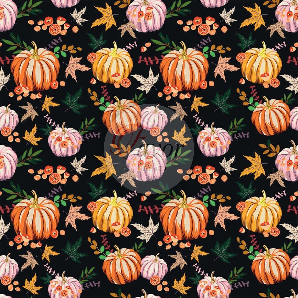 Balkabağı Desenli Kumaş 3 siyah