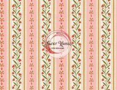 Şeritli Pudra Zeminli Çiçek Desenli Kumaş