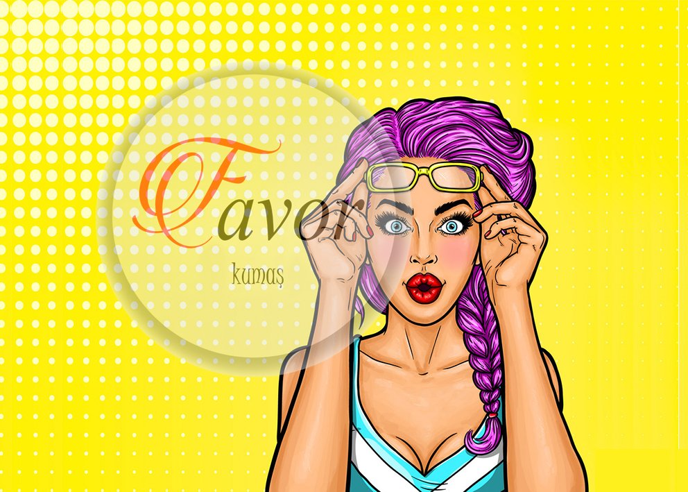 Pop Art Desenli Kumaş 4