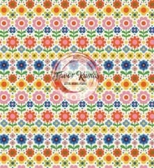 Sıralı Renkli Çiçek 2 Desenli Kumaş