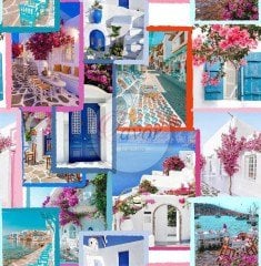 Bodrum Şehir Desenli Kumaş